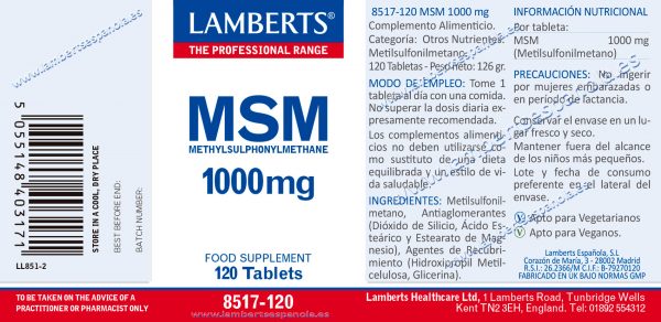 MSM 1000mg 120 tabletas - Imagen 2