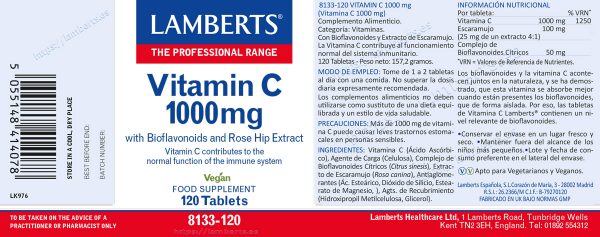Vitamina C 1000mg + Bioflavonoides y Escaramujo 120 tabletas - Imagen 2