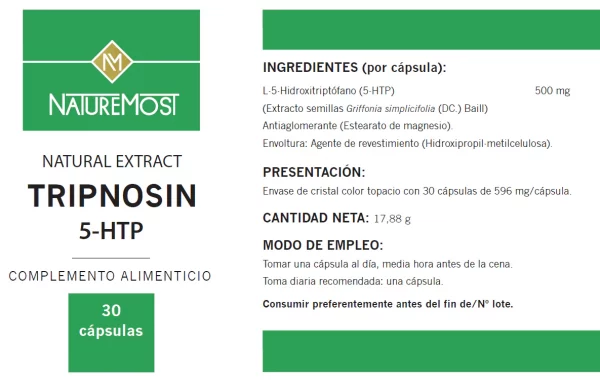 Natural Extract Tripnosin 5-HTP 500mg 60 cápsulas - Imagen 2