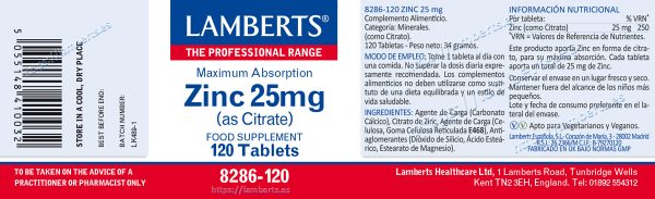 Zinc 25mg 120 tabletas - Imagen 2