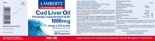 Aceite de hígado de bacalao 1000mg 180 Cápsulas - Imagen 2