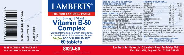 Vitamina B-50 Complex 60 tabletas - Imagen 2