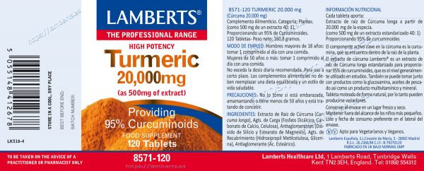 Cúrcuma  20.000mg 120 tabletas - Imagen 2