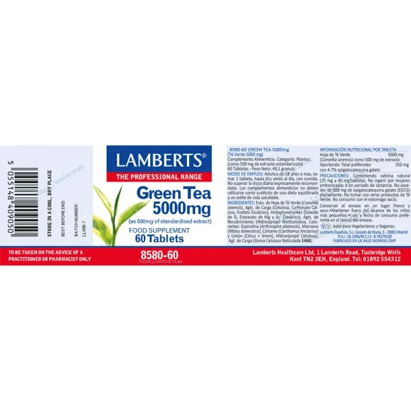 Té verde 5000 mg 60 Tabletas - Imagen 2